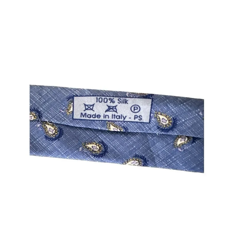 Dunhill Necktie Tie 100% Silk Classic 60” Blue Paisley Pattern Office Business - Picture 5 of 6